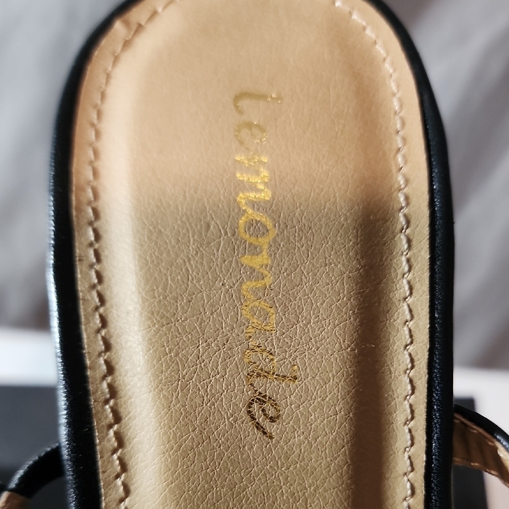 Lemonade Elegant Black Heels with Geometric Straps - Picture 2 of 8